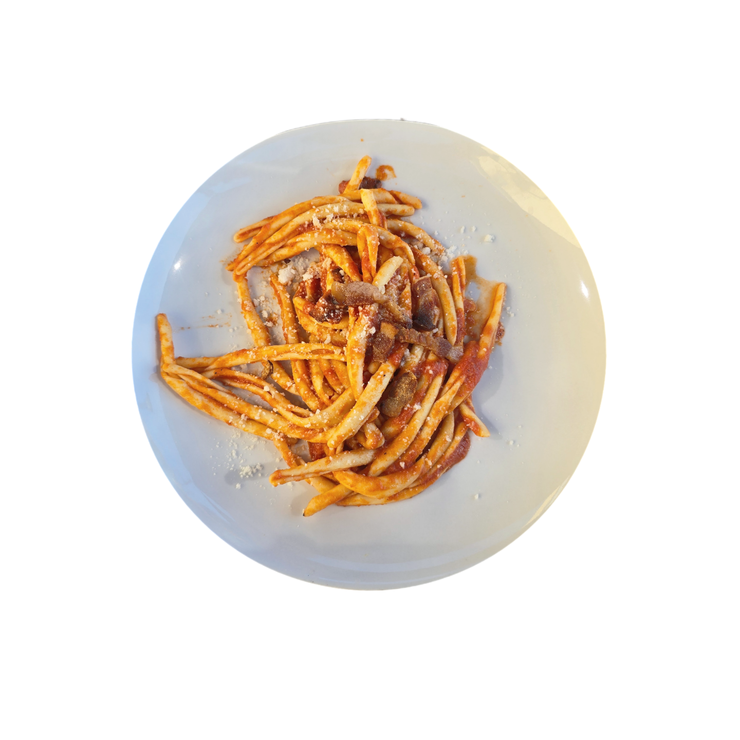 STRIGOLI ALL 'AMATRICIANA con guanciale croccante, pecorino romano dop e pepe * 12€
