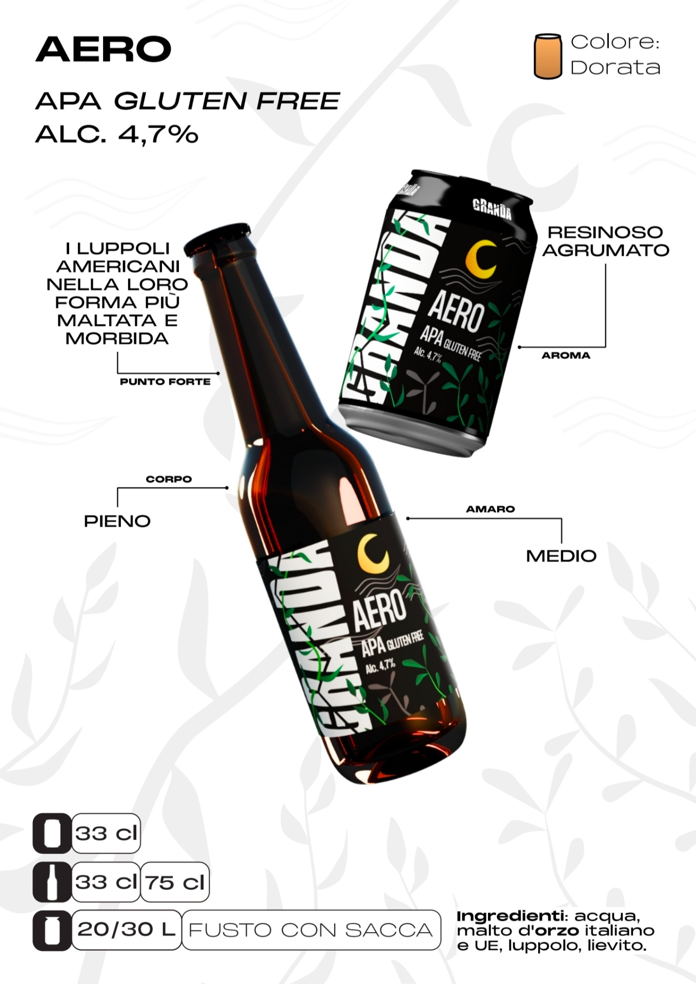Aero American Pale Ale Gluten Free Ale Chiara 33cl / 4.7% Vol.   5€