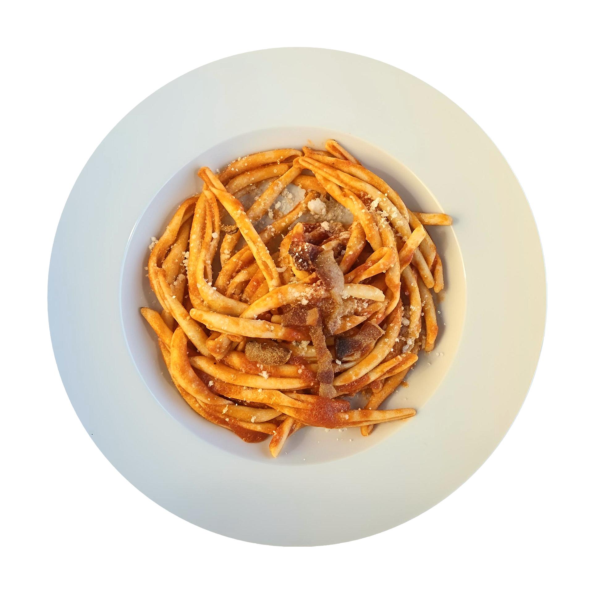 STRIGOLI ALL 'AMATRICIANA con guanciale croccante, pecorino romano dop e pepe *    12€