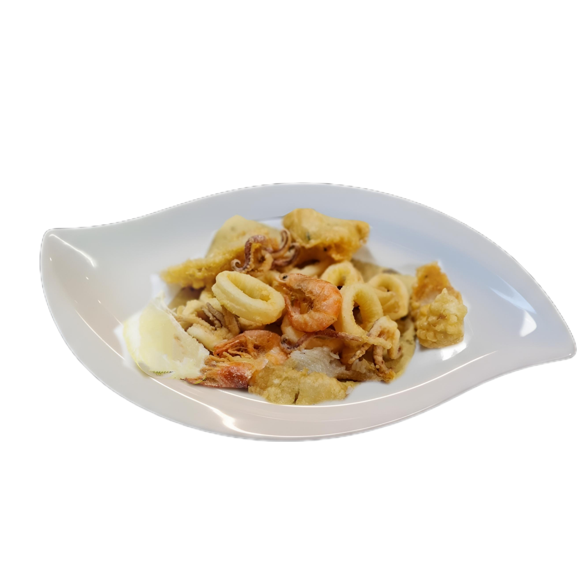 FRITTURA MISTA DI PESCE con calamari, mazzancolle e filetto di persico 14€ *