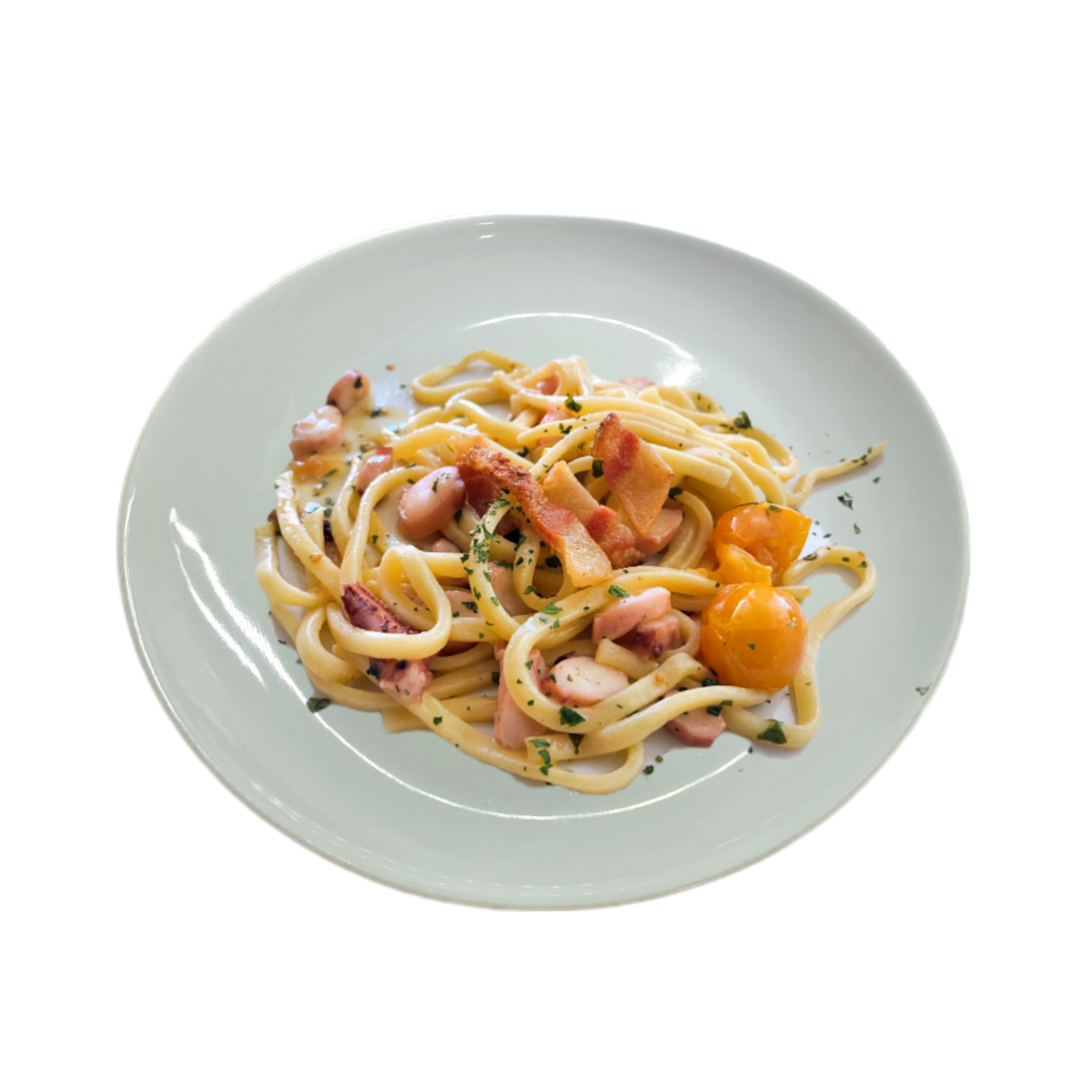 SCIALATIELLO AL POLPO con datterino giallo, guanciale croccante e polpo * 13€